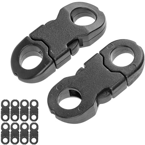 Mini Klickverschluss, 12 Stück, für bis Ø 6 mm Kordeln, in Schwarz, aus Kunststoff, Steckschnalle für Paracord, Fahrradhelm, Rucksack, Gummiband, Schnalle Gurt Band, Klickschließer Seil Halsband Hund