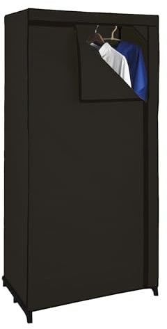 Spetebo Stoffschrank 160 cm inkl. Kleiderstange - Farbe wählbar - Kleiderschrank Faltschrank Stoffkleiderschrank (schwarz)