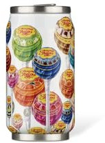 LES ARTISTES Paris A-4384, Canette isotherme, Thermos 280 ml, Gourde isotherme sans BPA, Réutilisable, Bec verseur rabattable avec paille, Acier Inoxydable, Design Chupa Pops