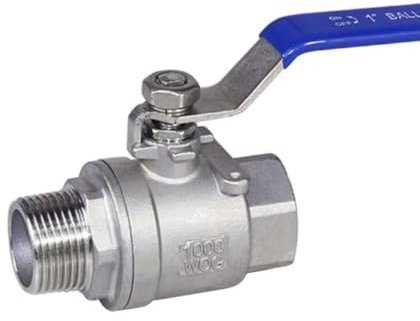 304 Edelstahl Zweiteiliger Kugelhahn 1/4 3/8 1/2 3/4 1 2 BSP Innen- und Außengewinde Wasser Gas Öl Schalter Fitting Adapter(Male female,DN20)