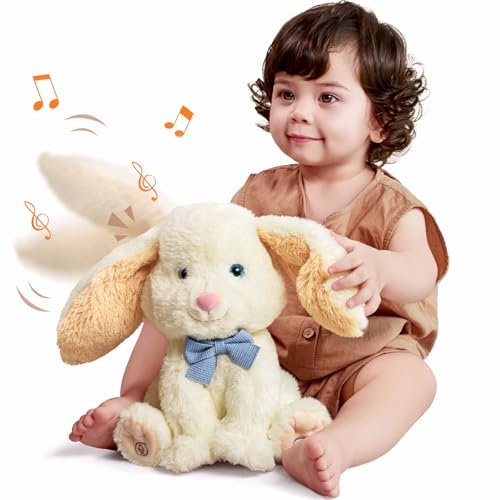 TUMAMA KIDS Conejo de Peluche Eléctrico con Función de Canto y Habla, Juguete Interactivo de Peluche Eléctrico, Conejito de Peluche de Pascua, Sacude Orejas y el Cuerpo