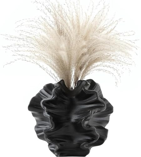Keramik Vase, SUKIYPO Schwarz Moderne Vasen für Nordisches, Vasen Deko, ästhetische Boho Blumenvase für Zuhause, Wohnzimmer, Büro, Bauernhaus, Couchtisch Dekoration
