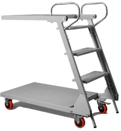 GLigeT Tragbare Leiter Lagerkletterwagen, Supermarktregal, beweglicher Lastenaufzug for den Haushalt, abnehmbare Kletterplattform Klappleiter