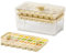 Ice Tray、Ice Cube Tray, Square Ice with Airtight Lid (56 Pieces),Transparent Ice/Fruit Ice Dual Use, Easy Removal (Cream Yellow)
