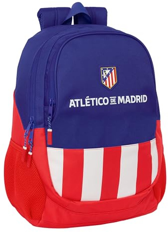 safta ATLÉTICO DE MADRID Schulrucksack für Kinder, ideal für Kinder verschiedener Altersgruppen, bequem und vielseitig, Qualität und Widerstandsfähigkeit, 32 x 16 x 44 cm, Rot/Blau/Weiß, M, Casual