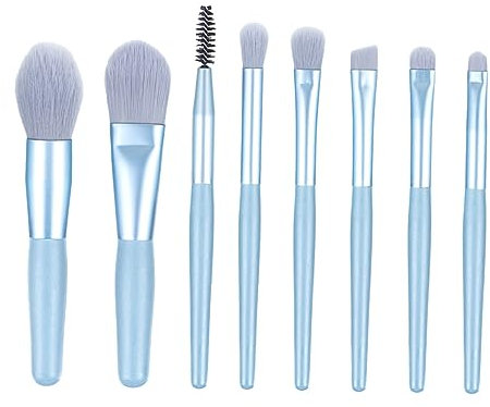 Ipetboom Lot De 8 Pinceaux De Maquillage Bleus En Bois Et Bambou