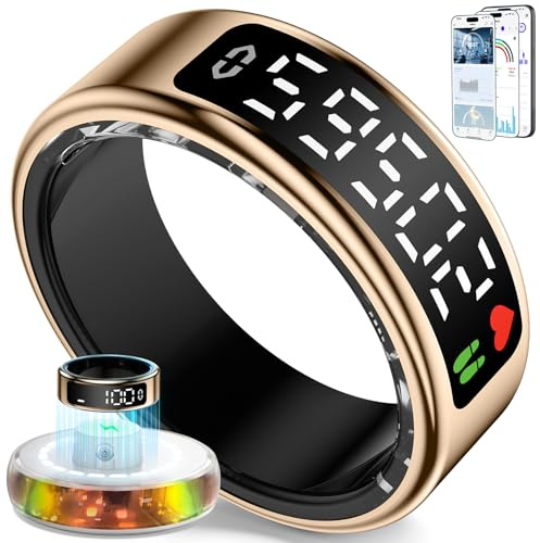 Gulemfy Smart Ring für Herren Damen, 2026 Upgrade Smartringe mit LED Anzeige, Fitness Ring IP68 Wasserdicht, Gesundheitsring mit Herzfrequenz/SpO2/Schlaftracker für Android und iOS
