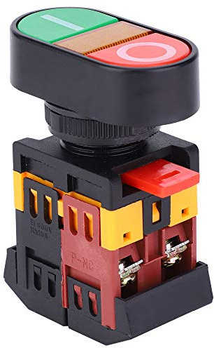 Cocoarm Interrupteur de Bouton-poussoir à Double Coup Compact avec LED pour une Utilisation Sûre et Sécurisée, Commutateur avec LED pour la Domotique, Bouton en Marche pour un Diamètre de Montage de