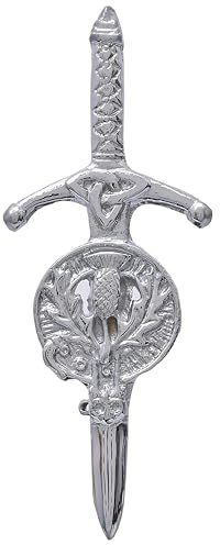Schottische Kiltnadel für Herren – Deluxe-keltisches Schwert, Kiltnadeln, handgefertigt, Zinn-Clan-Abzeichen, perfekt für Highland-Kleid und Accessoires für formelle und legere Anlässe, 10 Centimeters