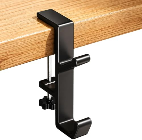 Headphone Stand Hanger Holder, Under Desk Aluminum Alloy Headset Stand with Fit for Gaming PC Accessories,Under Desk Clamp Hook Mount Suitable for Xbox/PS4 Controller, Office, Computer Desk (Black2)