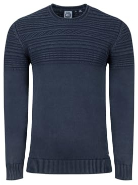 Weird Fish Fahri Mixed Stitch Crew Neck Jumper Navy Size 3XL. (Jumper/Sweater/Fleece)