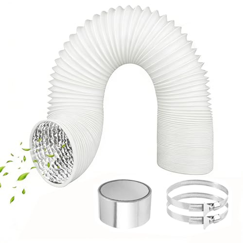 ComPDCVD Ducting Tumble Dryer Hose Portable Air Conditioner Hose Clothing Dryer Hoses Venting Duct PVC Flexible Air Con Vent Universal Pipe (80mm Ducting White)