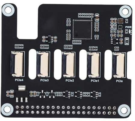 Tangxi PCIe auf 4 PCIe FFC-Adapterplatine, RasPi 5 Gen2-Erweiterungsmodul mit 4 FFC-Anschlüssen, Unterstützt Mehrere HAT-Stacking für 5