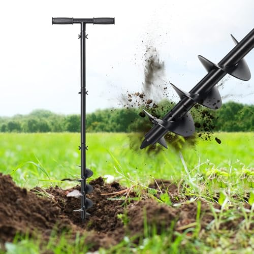 DAKEPOLE Perceuse manuelle en spirale avec poignée antidérapante pour culture profonde, plantation de bulbes - 96 cm de long - Diamètre : 150 mm