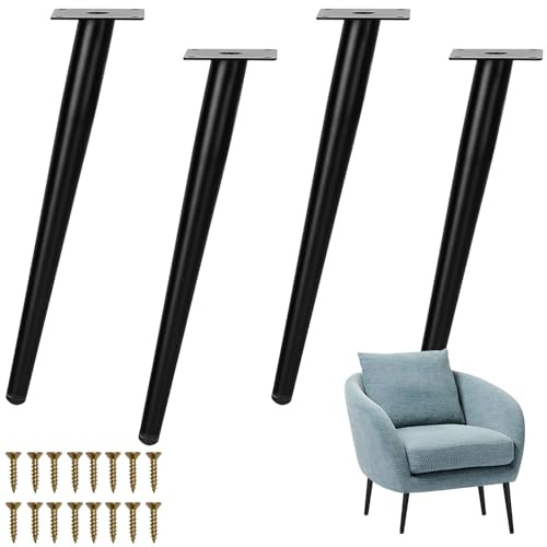 Jinfanshurich 4er-Set Schräge Metall Tischbeine 40 cm, Schwarze Kegel Möbelfüße aus Stahl, rutschfeste Ersatz-Schrankfüße für Tische, Sofas, Kommoden, TV-Schränke & Stühle