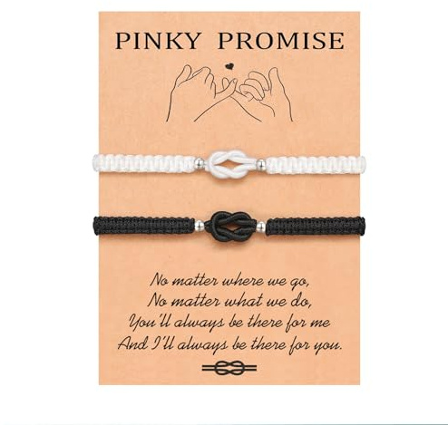 Floruvia Pinky Promise Knot Paare Armbänder, Infinity Knoten Armbänder für Paare, Geschenk für Freund, Freundin, Männer und Frauen zum Valentinstag, Jubiläum