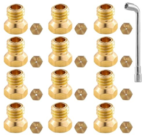 UIEXEA 12 Piezas Inyectores Cocina Gas Butano con Llave de Vaso 6 Tamaños Inyectores Cocina Gas Butano Universales 0.5 0.5 0.7 0.7 0.8 0.8 0.9 0.9 0.95 0.95 1.1 1.1