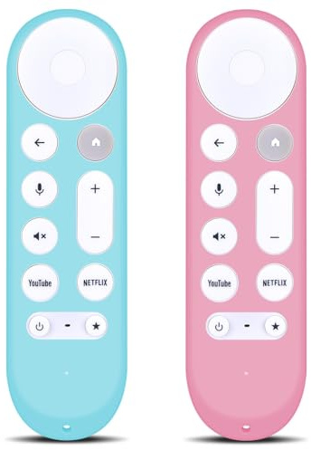 WKOLF Juego de 2 fundas de silicona para mando a distancia Google Streamer 4K TV GRS6B GY3LE (silicona, azul brillante y rosa brillante)