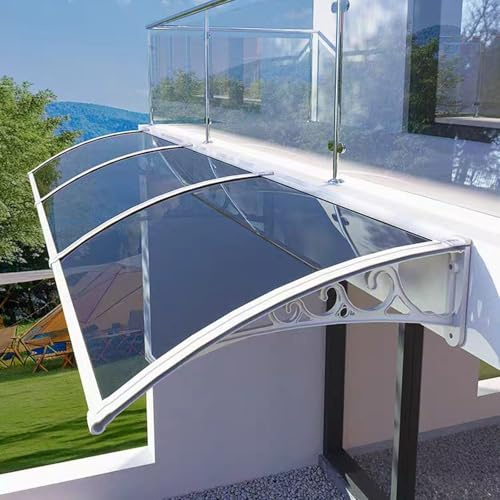Tettoia silenziosa, policarbonato solido resistente alla protezione UV al 99,99%. | Bianco, 60 x 210 cm