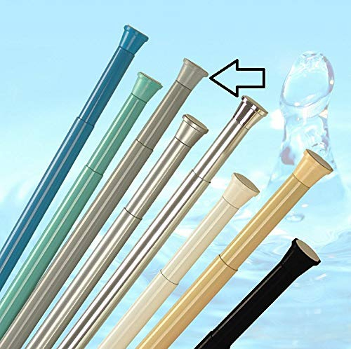 DUSCHVORHANGSTANGE 140 cm - 250 cm ASCHGRAU / HELLGRAU GRAU TELESKOPSTANGE KLEMMSTANGE! SPRING SHOWER ROD!