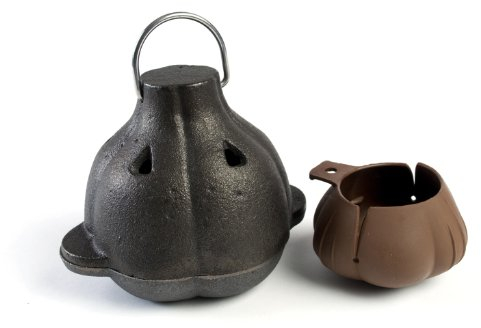 Charcoal Companion Knoblauchröster und Knoblauchpresse, Set aus Gusseisen, schwarz, 13.34 x 13.34 x 13.49 cm, CC5127