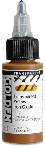 GOLDEN High Flow Acrylics, Transparent Yellow Iron Oxide, 1 fl. oz. Bottle