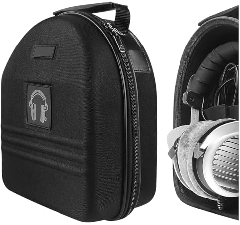 Geekria Custodia per Cuffie Over-Ear di Grandi Dimensioni, Custodia Protettiva di Ricambio con Custodia Rigida per il Trasporto con Cavo, Compatibile con Audio-Technica ATH-AD1000X, AKG K 701 (Nero)