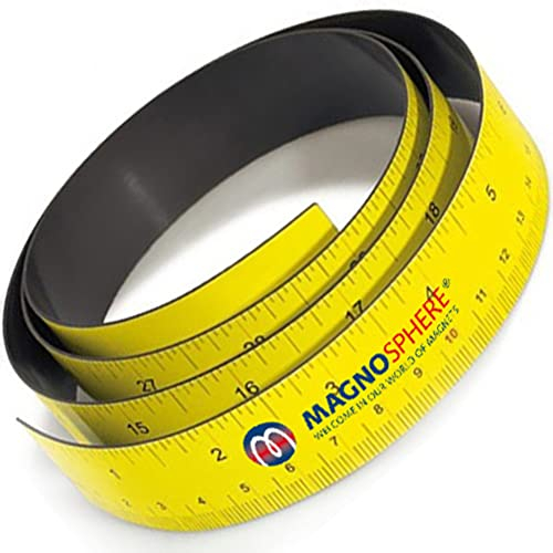 Règle de mesure magnétique/aimantée - Flexible - Longueur: 1 mètre | 100cm | 36 pouces - Couleur: Jaune - Magnosphere