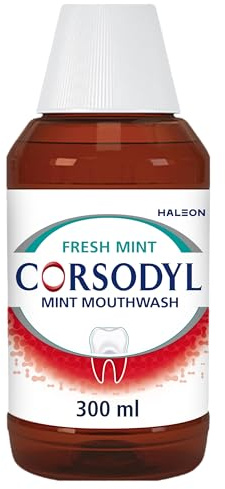 Corsodyl Mint Mouthwash, Gum Disease Treatment, Chlorhexidine, 300 ml | Chlorhexidine mouthwash for gingivitis, bleeding gums, oral hygiene, dental surgery aftercare, mint flavour, 300 ml
