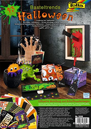 FOLIA Halloween Basteltrends 43 Teile inkl. Anleitung Fasching basteln Motivkarton