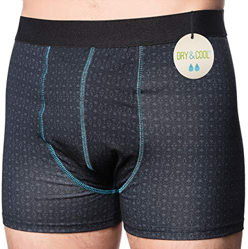 DRY & COOL Caleçon pour incontinence diurne pour hommes | Sous-vêtement lavable | Boxer de protection avec coussinets absorbants pour les fuites légères I Confort discret I Couleur: Cool Black