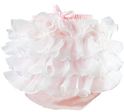 Haian ABDL Rumba-Rüschenhöschen aus PVC und Satin, in rosa.