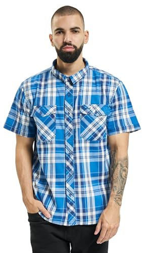 Brandit ROADSTAR Shirt Kurzarm Freizeit Hemd KARIERT Herren HOLZFÄLLERHEMD KARO, Größe:S, Farbe:Blau-Weiß