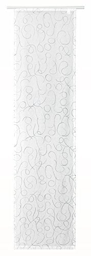 Haus und Deko Flächenvorhang modern Art Schiebegardine halbtransparent Weiß farbig Bestickt 60x245 cm Zierstich Stickerei Schwarz Grau Weiß
