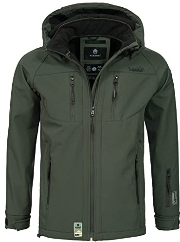 MARIKOO Herren Softshell Funktions Outdoor Ski Regen Winter Jacke Sport B630 [B630-Noa-Grün-Gr.S]