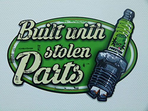 cut-it folientechnik & design MG015 / Aufkleber Stolen Parts 10x7,5cm Built with Vintage Tuning Retro Oldtimer Old School Sticker Offroad Rat Look Hot Rod Ratte