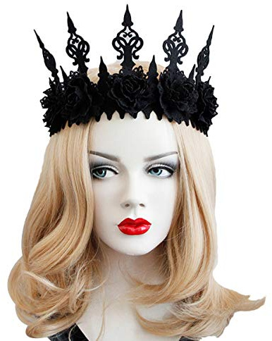 Amosfun Gothic Girlande Krone Stirnband Tanzparty Kopfschmuck Frauen Halloween Maskerade Dekoration Haarschmuck (schwarz)