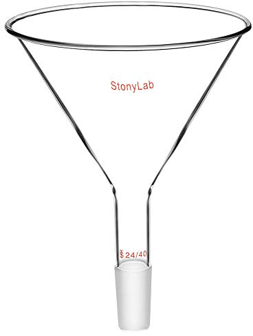 StonyLab Embudo de Vidrio de Tallo Corto en Polvo Glass Funnel con 150 mm de Top O.D. y 24/40 Embudo de Filtro de Junta Interna Embudo de Vidrio