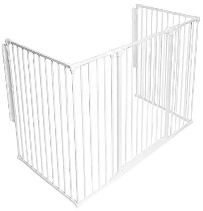Safetots Extra Hoher MehrPanel Kaminschutzgitter, 77cm Tief x 164cm Breit, Weiß, 105cm Hoch, Kind und Haustierschutz vor Feuer, Baby und KleinkindFeuerschutz, Sicherheitsbarriere für Kamine
