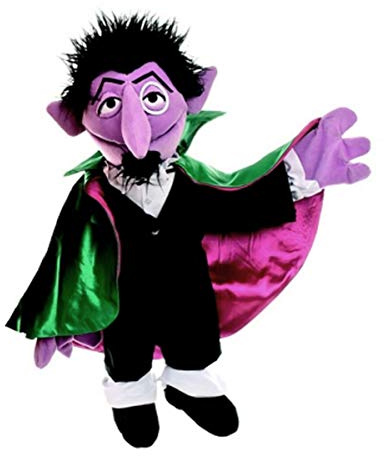 Horror-Shop GRAF Zahl Handspielpuppe 65 cm als Sesamstraße Bauchrednerpuppe