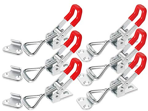 Dadabig 6pcs Fermagli a Dondolo Regolabili Serraggio Ginocchiera Cavallette da Falegnameria per porte, armadi, valigie, Capacità di Carico 150 kg, Silver