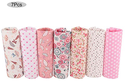 7 Stück Baumwollstoff Patchwork Stoffe, Patchwork Stoffe Paket DIY Baumwollstoff Baumwolltuch Mit Vielfältiges Muster Zum Nähen, Stoffpaket Craft Für Alle Arten Von Kleinen Handgemachten 25 X 25cm