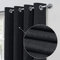 always4u Linen Look 100% Blackout Eyelet Curtains Thermal Energe Saving for Bedroom 1 Pair Noise Reducing Solid Modern Window Treatment for Home Decoration Charcoal Grey W46*L54