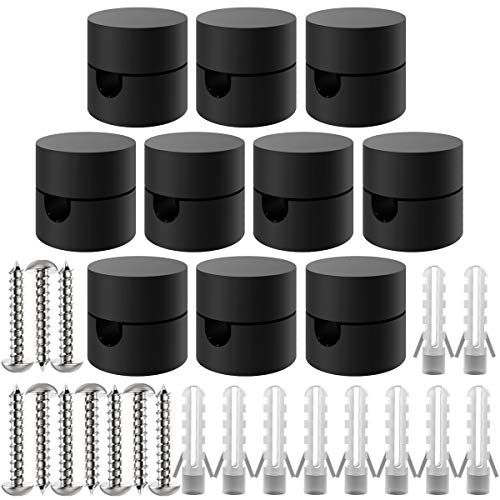 ZOHAR 10 Stück Zweiteilige Wand- und Deckenpins Schwarz für Textilkabel Deckenbefestigung Affenschaukel Aufputz-Kabelhalter für Lampe DIY mit Schrauben und Dübeln
