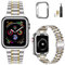 MioHHR Kompatibel mit Apple Watch Armband 42 mm 44 mm 45 mm, Massives Edelstahl-Metallarmband für iWatch Series 9 8 7 6 5 4 3 2 1 SE(Silber/Gold)