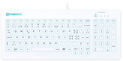 PUREKEYS Medizintastatur – Kompaktversion - Design 2020 - Schweiz | USB-Kabel | Hygienetastatur für Sensible und medizinische Bereiche | abwischbar, desinfizierbar, abwaschbar