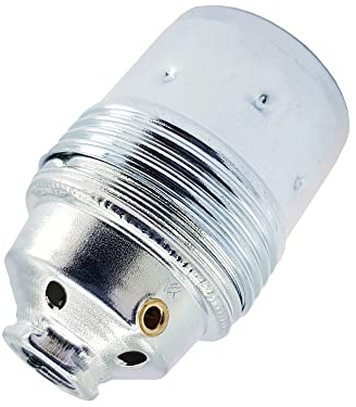 E27 Lampen Fassung Chrom Metall mit Glattmantel und ISO-Feingewinde M10x1
