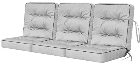 Bjird Bankauflage für Gartenmöbel, Gartenbank, Polsterauflage für Hollywoodschaukel, Auflagen für Gartenschaukelkissen, Sitzkissen, Stuhlauflage, Indoor/Outdoor - Aschgrau - 180 cm (3 x 60 cm)
