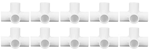 10 Stück 4 Weg PVC Fitting, Winkelrohrverbinder 4-Wege-PVC-Verbindungsstück 25 Mm Innendurchmesser Rohrverschraubungen für Wasserleitungen und Möbel(Weiß)