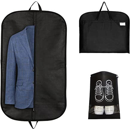 ZOCONE 2 PCS Custodia Porta Abiti da Viaggio, 100x60cm Borsa Porta Abiti da Viaggio Uomo Donna Copri Abiti Antipolvere Trasparenti Pieghevole Versione Spessa per Copri Abiti Giacche Gonne Camicie